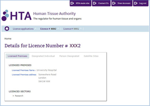 image of licencing page of the HTA portal